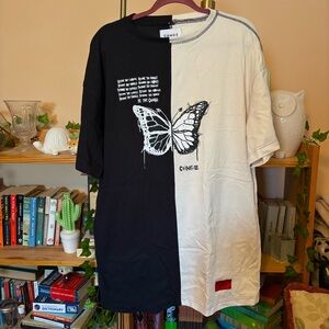CHNGE Black & White Tee with Butterfly